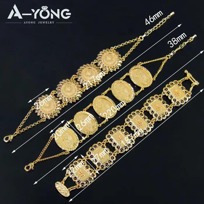 Bracelet de pièces de monnaie plaquée or 21 carats