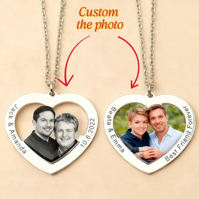 Collier personnalisé en forme de cœur avec Photo d'animal de compagnie et de Portrait