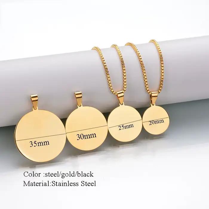 Sifisrri-Collier en acier inoxydable avec image gravée