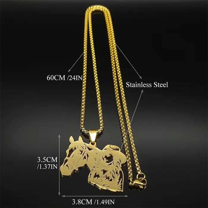 Cheval Animal cavalier fille pendentif collier pour hommes femmes en acier inoxydable or/argent/noir couleur chevaux amant colliers bijoux