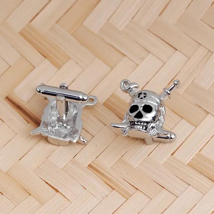 Boutons de manchette crâne de Pirate de personnalité ton argent Gemelos en forme de tête de mort