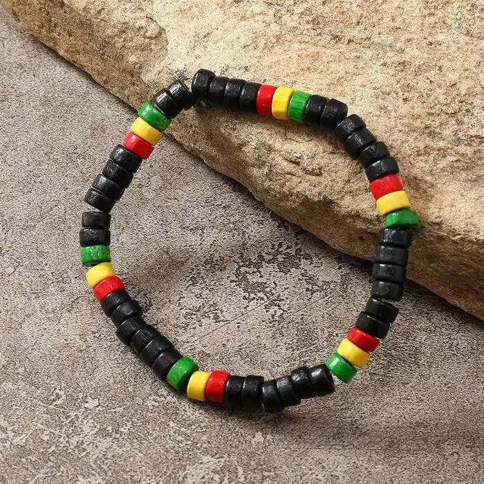 Ensemble de bijoux en perles de bois pour hommes