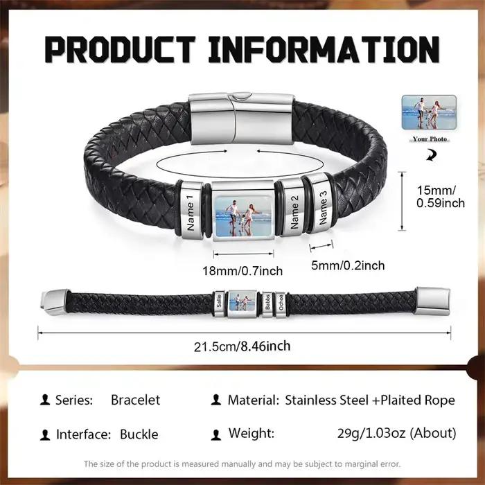 Bracelet photo personnalisé pour hommes