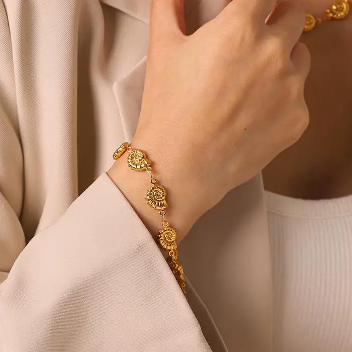 Ensemble de bijoux coquillage plaqué or en acier inoxydable pour femme, idéal pour les vacances d'été et les occasions spéciales