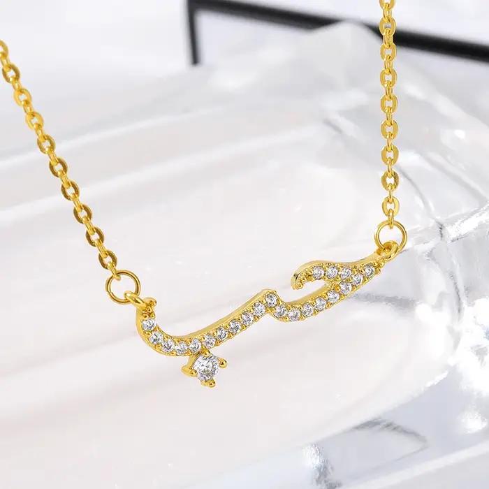Collier pendentif d'amour arabe en cristal brillant pour femme