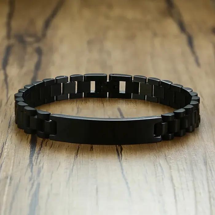 Bracelet personnalisé en acier inoxydable avec gravure pour homme et femme, cadeau romantique pour occasions spéciales et quotidien