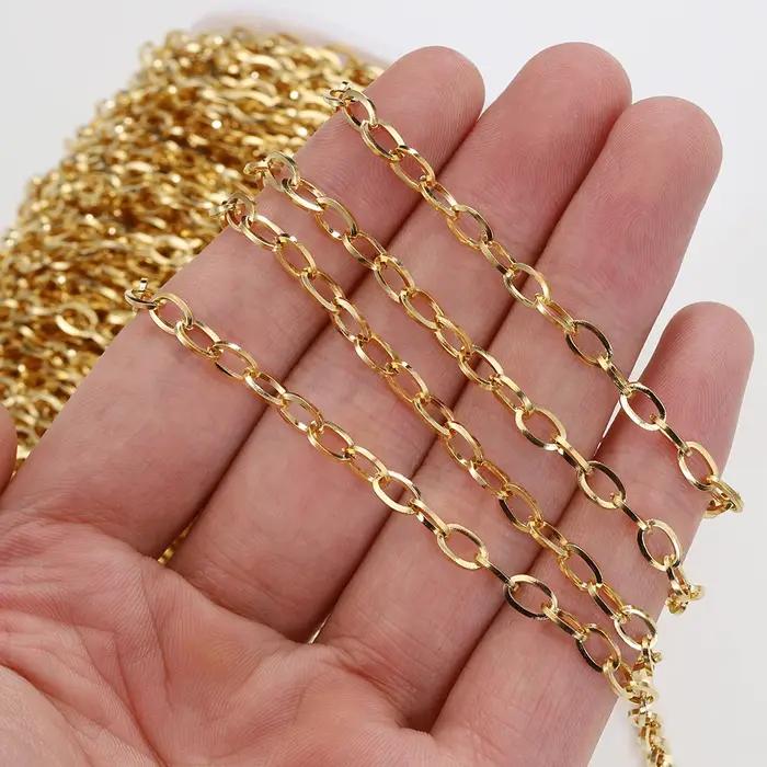 Chaîne cubaine ovale en acier inoxydable 4mm finition Or ou Acier pour fabrication de bijoux et colliers personnalisés
