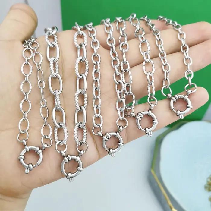 Collier ras du cou unisexe en acier inoxydable avec fermoir marin