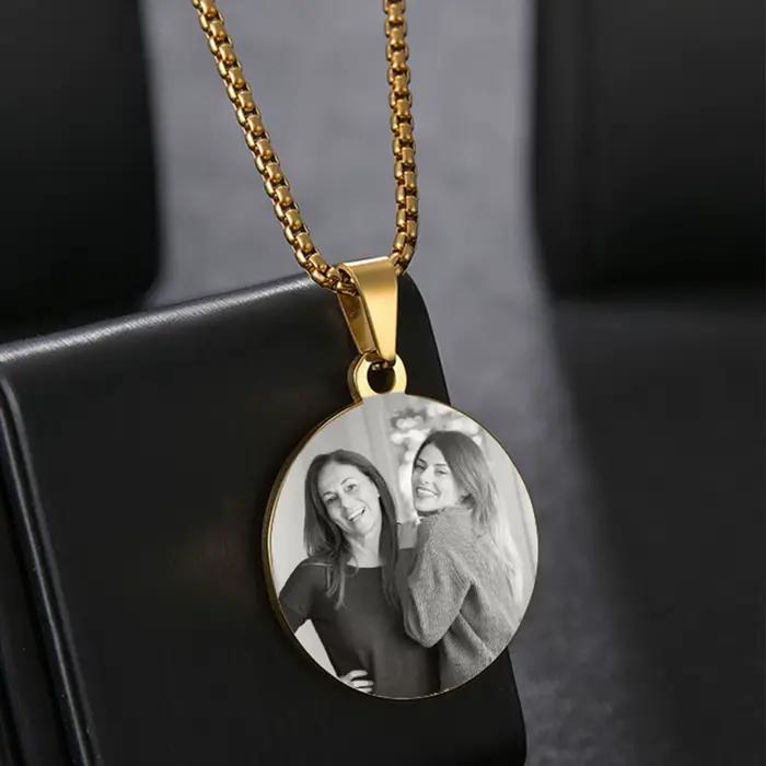 Sifisrri-Collier en acier inoxydable avec image gravée