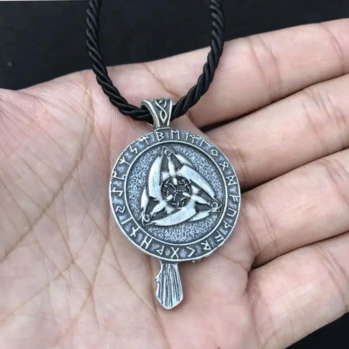Hommes talisman viking Odin corbeau pendentif Wicca oiseau noir