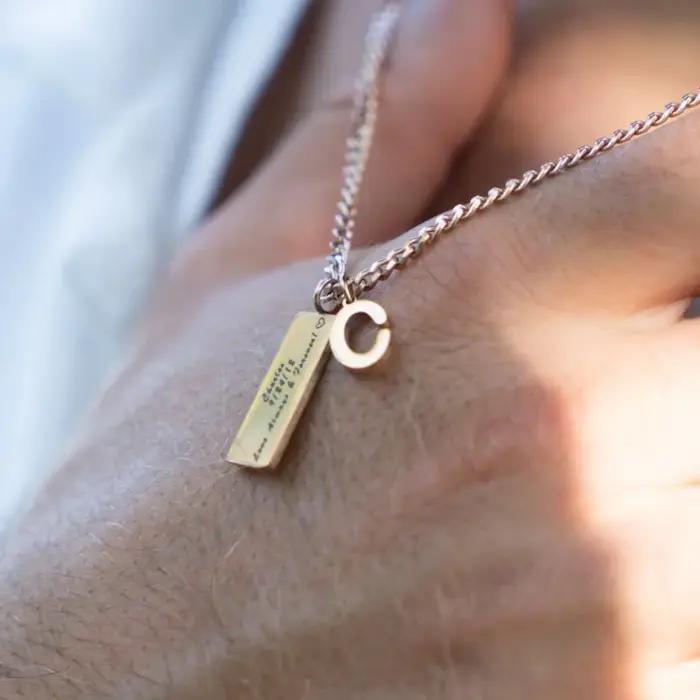Collier avec nom personnalisé imperméable pour hommes