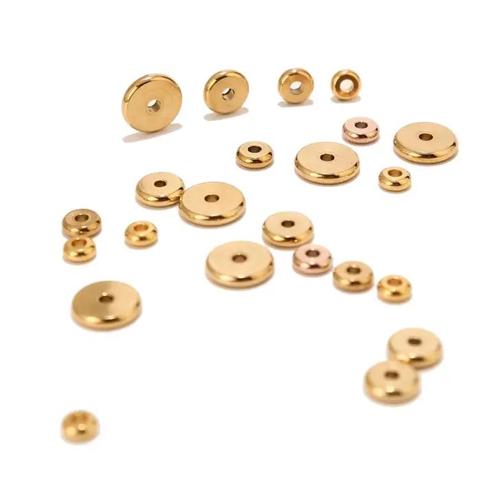Perles d'espacement rondes et plates en acier inoxydable, 20 pièces, 4mm 6mm 8mm 10mm, perles amples pour la fabrication de bijoux, fournitures de travaux manuels, trou 2mm