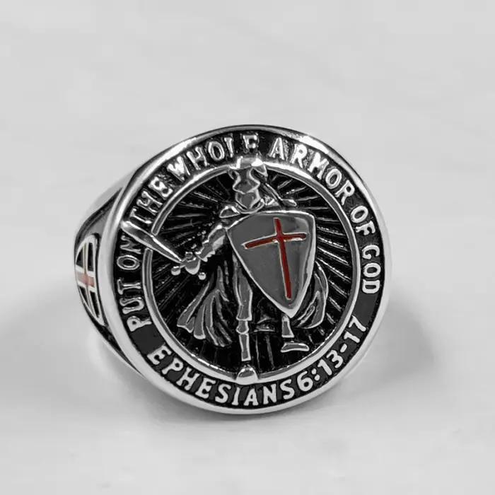 Bague à motif de croix chrétienne pour hommes
