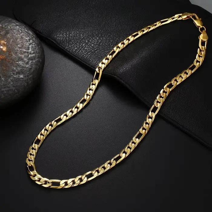 Collier classique pour hommes en or plaqué 18 carats, chaîne latérale, bijoux à la mode, cadeaux de