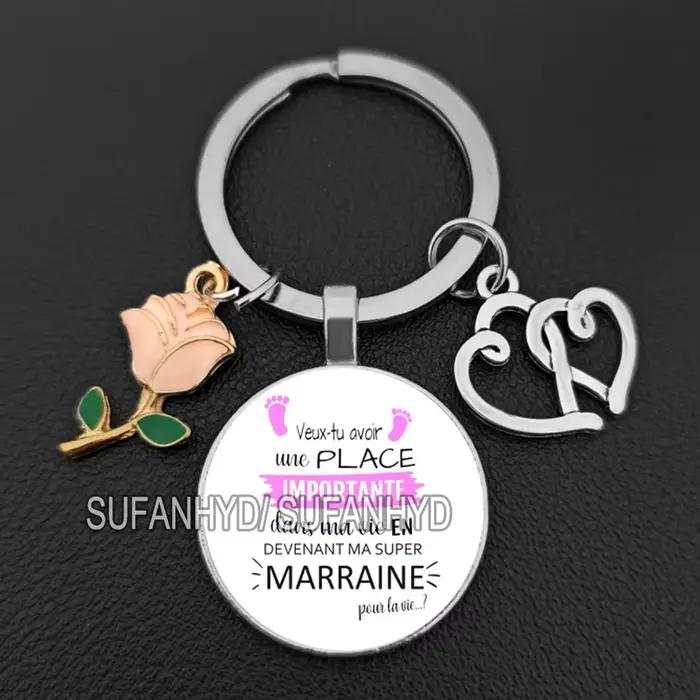 Porte-clés en verre plaqué argent pour la Fête des Pères style moderne coeur dessin animé unisexe occasions spéciales