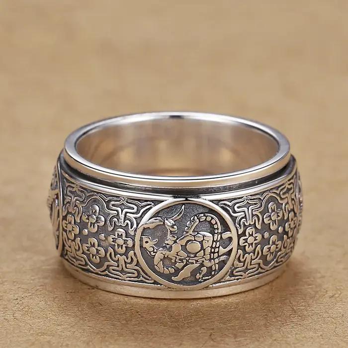 Bague Rotative en Forme d'Animaux Puissants Hommes Bijou Dominant Sculpture Rétro Cadeau Anniversaire Occasions Spéciales