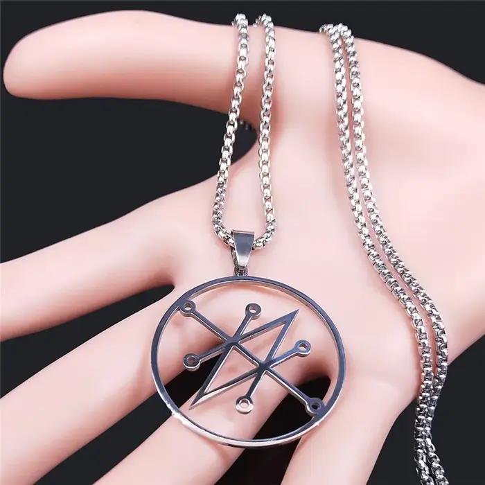 Collier Pendentif Azazel Sigil en Acier Inoxydable pour Hommes et Femmes Occasions Spéciales Fiançailles Mariage Anniversaire
