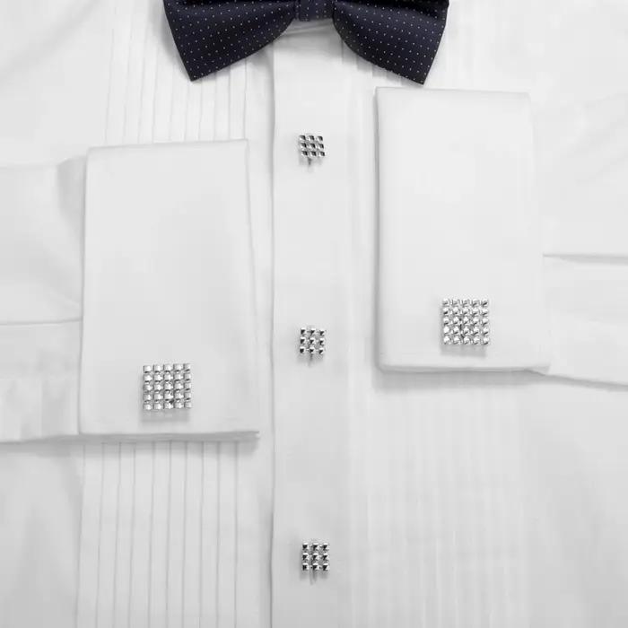 HAWSON – ensemble de boutons de manchette carrés en métal pour hommes