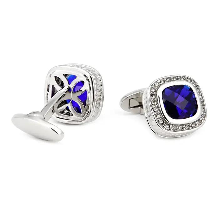 Boutons de manchette pour hommes en argent sterling 925 serti de saphirs boutons de manchette classiques pour anniversaire mariage et occasions professionnelles