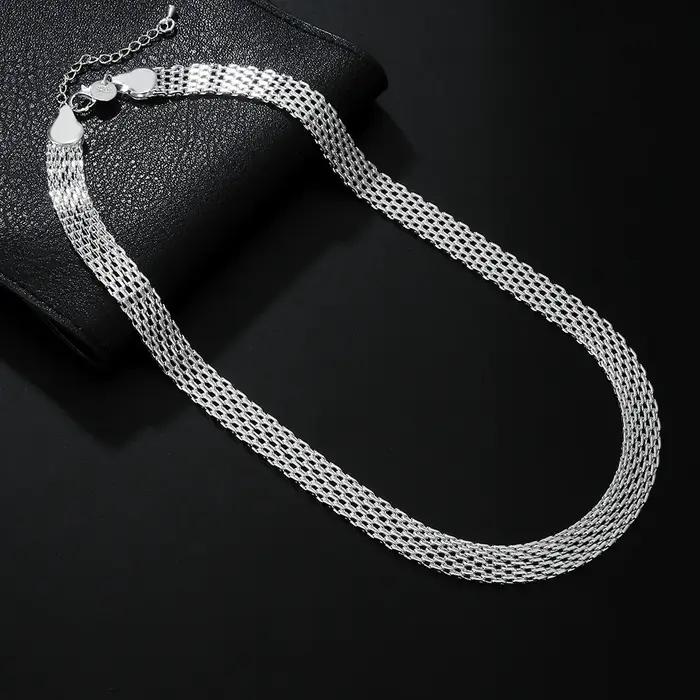 Concepteur Original 925 en argent sterling fine chaîne net Bracelets colliers pour femmes mode fête mariage fiançailles ensembles de bijoux