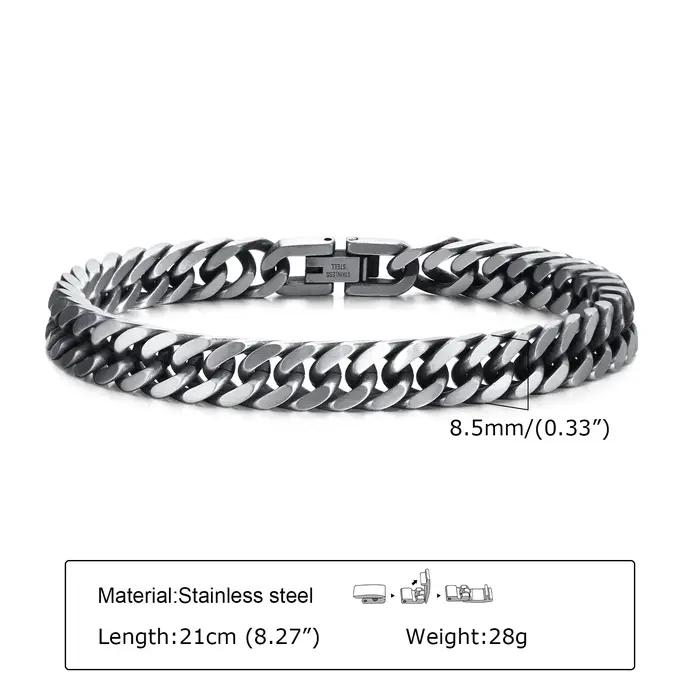 Chunky Retro Cuban JOMen Bracelets, Punk Vintage, Antique, Gourmette en Acier Inoxydable, Bracelet à