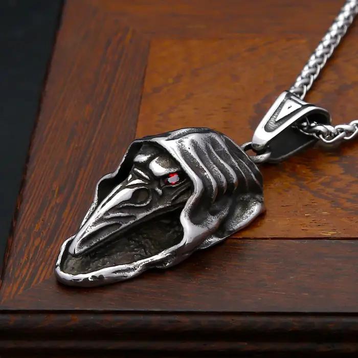 Collier vintage en acier inoxydable 316L avec pendentif crâne de corbeau Odin pour hommes et femmes occasions spéciales bijou mode animal amulet