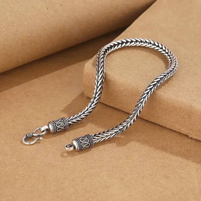 Bracelet pour homme en argent sterling 925, style vintage, pour homme et femme, bijoux de mariage, f