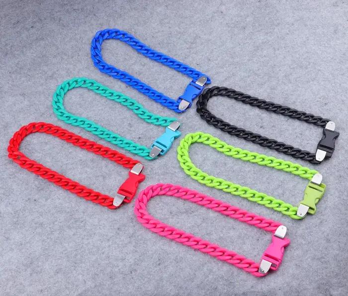 Collier Punk avec cadenas en chaîne acrylique pour hommes et femmes