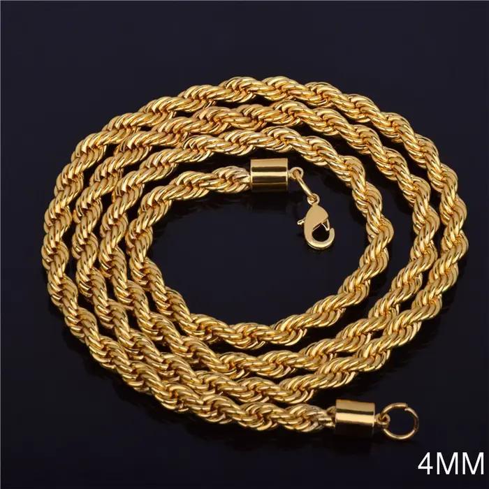 Collier en ULtorsadée pour homme, accessoire de bijoux, long, or, document, offre spéciale, vente au
