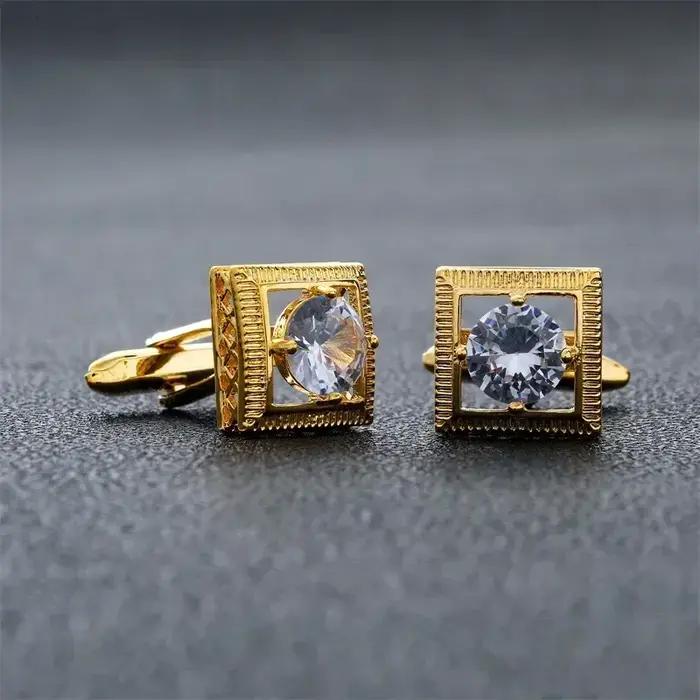 Boutons de manchette en métal plaqué haute qualité pour hommes, carrés élégants, accessoires pour banquets d'affaires et mariages, cadeaux masculins de luxe