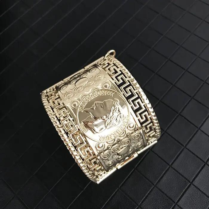 Bracelet en métal vintage français Napoléon pour homme et femme, bijoux de marque, tête humaine, piè
