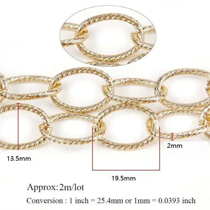 Chaînes en métal doré texturées à maillons ouverts pour bijoux de bricolage et accessoires vestimentaires à faire soi-même occasions spéciales