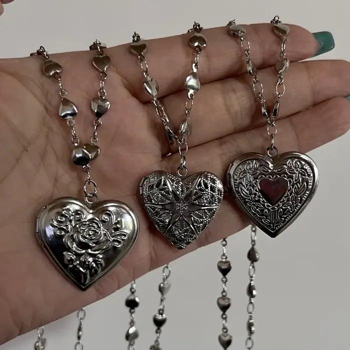 Cadre Photo en forme de coeur pendentif collier breloque ouvrable médaillon colliers femmes hommes bijoux nouvelle