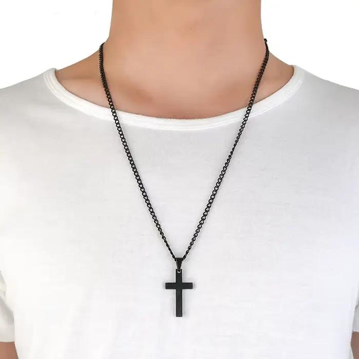 Collier avec pendentif croix chrétienne pour hommes et femmes, pendentif religieux en métal à la mode, accessoires bijoux de fête, nouvelle collection