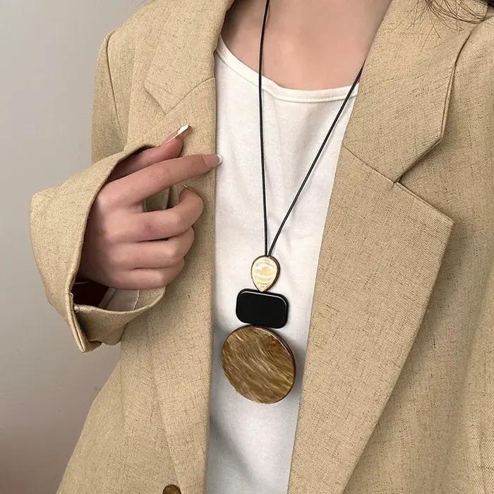 Collier bohème Long avec pendentif géométrique pour femmes